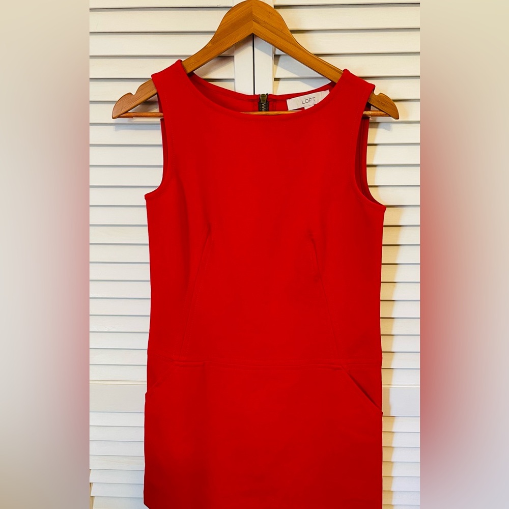 Loft Red Mini Dress with Pockets Back Dress size 0